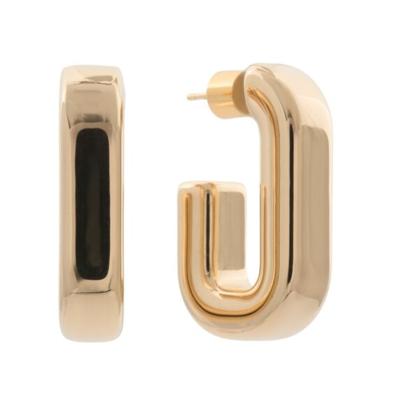 MILOR GOLD Yellow Gold Made In Italy 14k Gold Rectangular Hoop Earrings